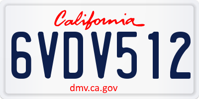 CA license plate 6VDV512