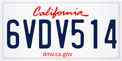 CA license plate 6VDV514