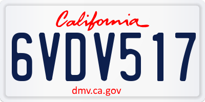 CA license plate 6VDV517