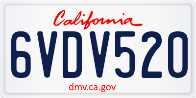 CA license plate 6VDV520