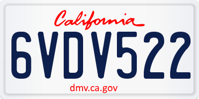 CA license plate 6VDV522