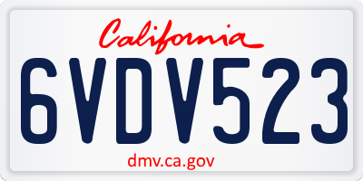 CA license plate 6VDV523