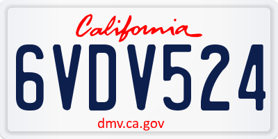 CA license plate 6VDV524