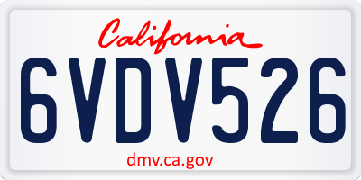 CA license plate 6VDV526