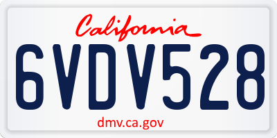 CA license plate 6VDV528