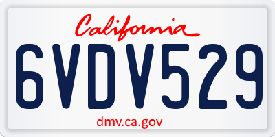 CA license plate 6VDV529