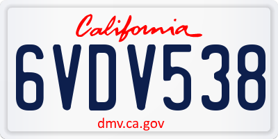 CA license plate 6VDV538