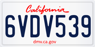 CA license plate 6VDV539