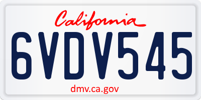CA license plate 6VDV545