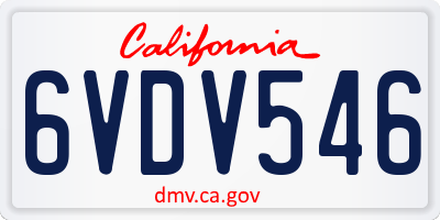 CA license plate 6VDV546