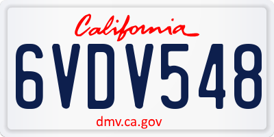 CA license plate 6VDV548