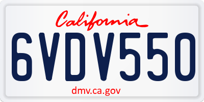 CA license plate 6VDV550