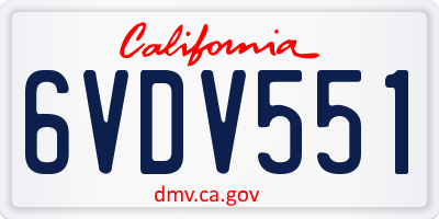 CA license plate 6VDV551