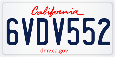 CA license plate 6VDV552