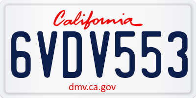 CA license plate 6VDV553
