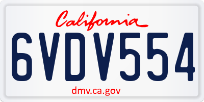 CA license plate 6VDV554