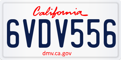 CA license plate 6VDV556