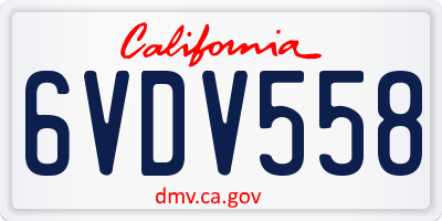 CA license plate 6VDV558