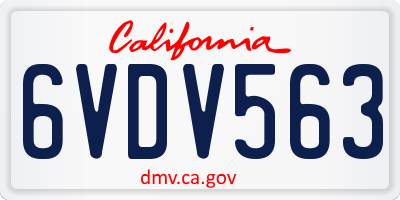 CA license plate 6VDV563