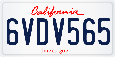 CA license plate 6VDV565