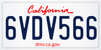 CA license plate 6VDV566