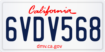 CA license plate 6VDV568
