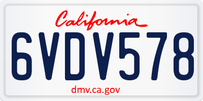 CA license plate 6VDV578