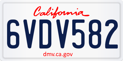 CA license plate 6VDV582