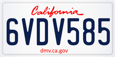 CA license plate 6VDV585