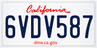 CA license plate 6VDV587