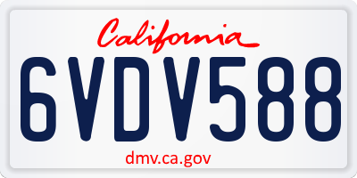CA license plate 6VDV588