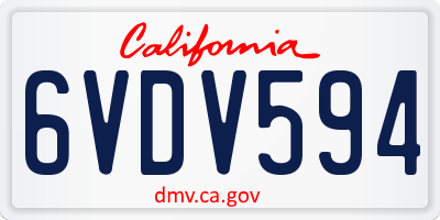 CA license plate 6VDV594