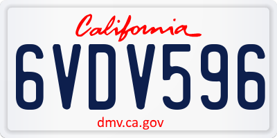 CA license plate 6VDV596