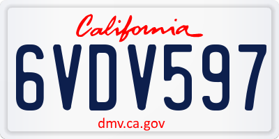 CA license plate 6VDV597