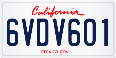 CA license plate 6VDV601