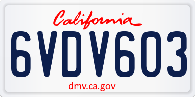 CA license plate 6VDV603