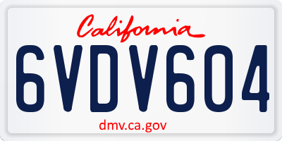 CA license plate 6VDV604