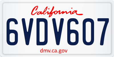 CA license plate 6VDV607