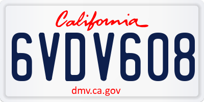 CA license plate 6VDV608