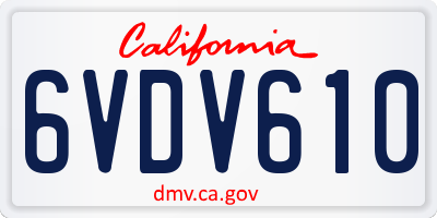 CA license plate 6VDV610