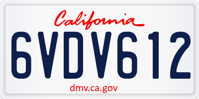 CA license plate 6VDV612