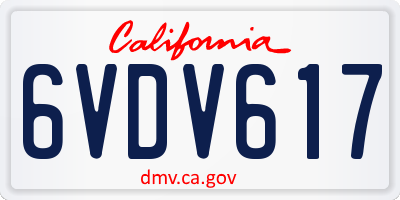 CA license plate 6VDV617