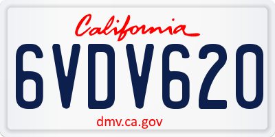 CA license plate 6VDV620
