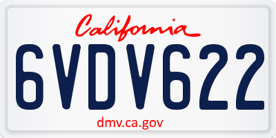 CA license plate 6VDV622