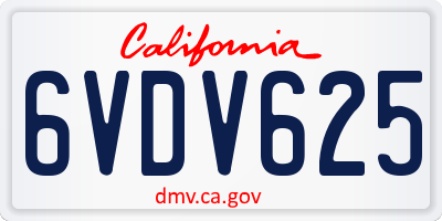 CA license plate 6VDV625