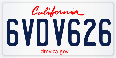 CA license plate 6VDV626