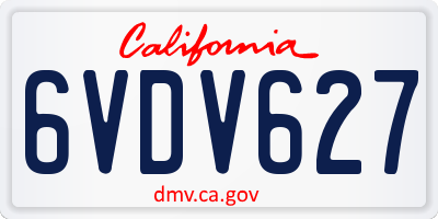 CA license plate 6VDV627