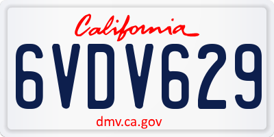 CA license plate 6VDV629