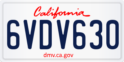 CA license plate 6VDV630