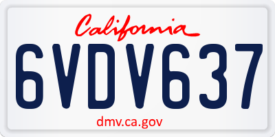 CA license plate 6VDV637